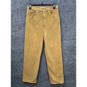 Levis Ribcage Straight Jeans Womens 28x29 Tan Gold Mustard Yellow Button Fly